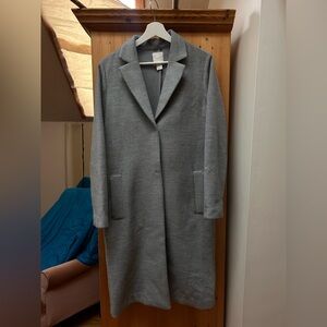 H&M Women's Light Grey Long Trench Coat